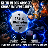 25 x Wilhelm CR2430 Blister Lithium Knopfzellen