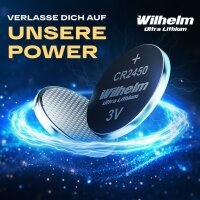 1 x CR2450 WILHELM Lithium Knopfzelle 3V 600mAh ø24,5x3,0mm Batterie DL2450