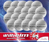 25 x CR2450 WILHELM Lithium Knopfzelle 3V 600mAh...