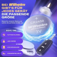50 x CR2450 WILHELM Lithium Knopfzelle 3V 600mAh ø24x5,0mm Batterie DL2450