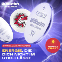 10 x CR2032 Wilhelm Blisterpack Knopfzelle Batterie Lithium 3V CR 2032