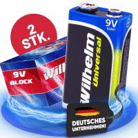 2 x Wilhelm Universal 9V Block Batterien auch für 10...