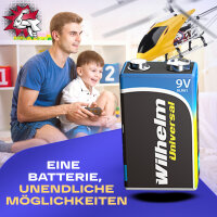 2 x Wilhelm Universal 9V Block Batterien auch für 10 Jahres Rauchmelder geeignet Longlife Blockbatterie für maximale Lebensdauer 6LR61 9 Volt