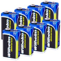 8 x Wilhelm Universal 9V Block Batterien auch für 10 Jahres Rauchmelder geeignet Longlife Blockbatterie für maximale Lebensdauer 6LR61 9 Volt