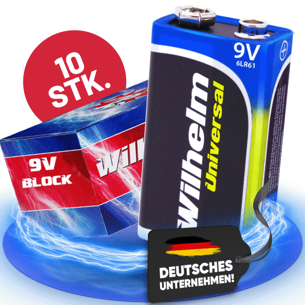 10 x Wilhelm Universal 9V Block Batterien auch für 10 Jahres Rauchmelder geeignet