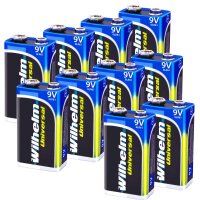 10 x Wilhelm Universal 9V Block Batterien auch für 10 Jahres Rauchmelder geeignet Longlife Blockbatterie für maximale Lebensdauer 6LR61 9 Volt