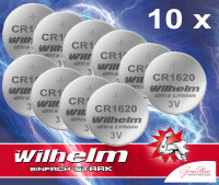 10x CR1620 WILHELM Lithium Knopfzelle 3V 70mAh...