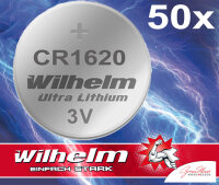 50 x CR1620 WILHELM Lithium Knopfzelle 3V 70mAh...