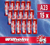 15 x A23 12V Wilhelm Alkaline Batterien MN21 V23GA 23A L1028 12 Volt 55 mAh