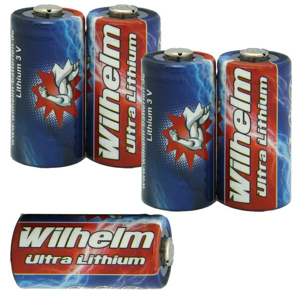 5 x Wilhelm CR2 Batterien 3V Lithiumbatterie CR2A DLCR2 CR17355 Lithium Batterie Fotobatterie Photo
