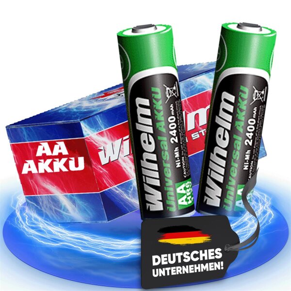 2 x AA Mignon AKKU Wilhelm Universal Batterien wideraufladbar 1,2 V HR06
