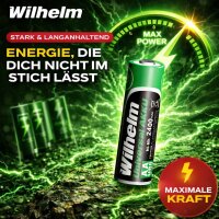 2 x AA Mignon AKKU Wilhelm Universal Batterien...