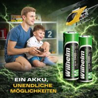 2 x AA Mignon AKKU Wilhelm Universal Batterien wideraufladbar 1,2 V HR06