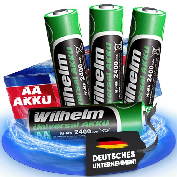 4 x AA Mignon AKKU Wilhelm Universal Batterien wideraufladbar 1,2 V HR06