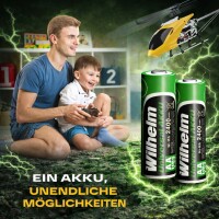 6 x AA Mignon AKKU Wilhelm Universal Batterien wideraufladbar 1,2 V HR06