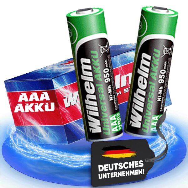 2 x AAA Mikro AKKU Wilhelm Universal Batterien wiederaufladbar 1,2 V HR03