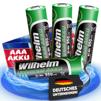 4 x AAA Mikro AKKU Wilhelm Universal Batterien...