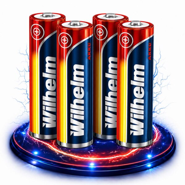 4 x Lithium Ionen Akku Wilhelm 3,7 V 800 mAh Typ 14500 Li Ion AA