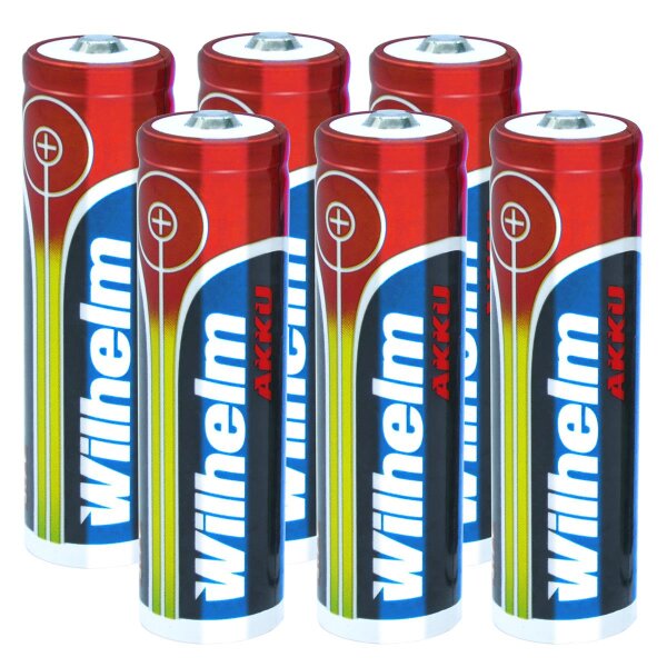 6 x Lithium Ionen Akku Wilhelm 3,7 V 800 mAh Typ 14500 Li Ion AA