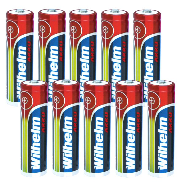 10 x Lithium Ionen Akku Wilhelm 3,7 V 800 mAh Typ 14500 Li Ion AA
