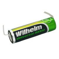 1 x AA Mignon AKKU LÖTFAHNE U-Form U Wilhelm Universal Batterien wideraufladbar 1,2 V HR6