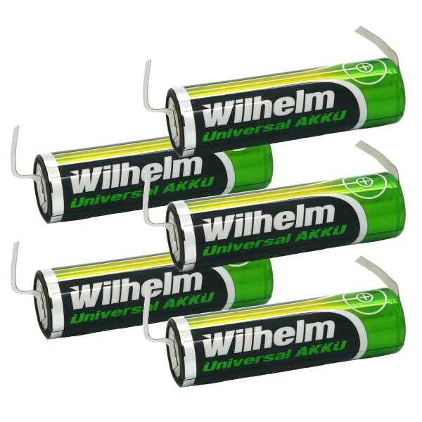 5 x AA Mignon AKKU LÖTFAHNE U-Form U Wilhelm Universal Batterien wideraufladbar 1,2 V HR6