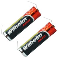 2 x Lithium Ionen Akku Wilhelm 3,7 V LÖTFAHNE U Form...