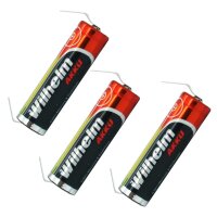 3 x Lithium Ionen Akku Wilhelm 3,7 V LÖTFAHNE U Form...