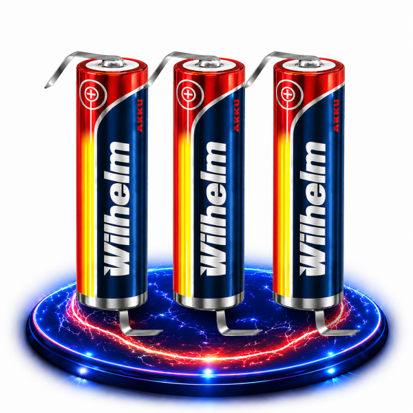 3 x Lithium Ionen Akku Wilhelm 3,7 V LÖTFAHNE Z Form 800 mAh Typ 14500 Li Ion AA