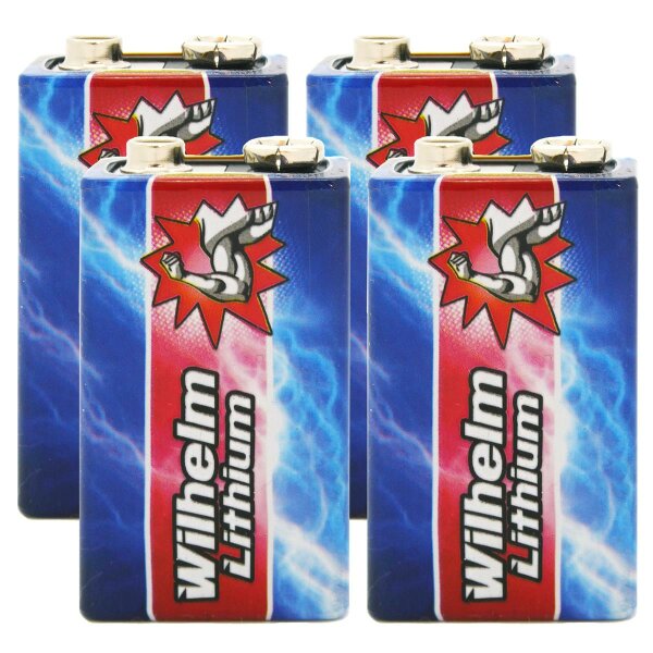 4 x Wilhelm Lithium 9V 9V Block Batterie Rauchmelder Feuermelder 6LR61 9 Volt Batterien Longlife