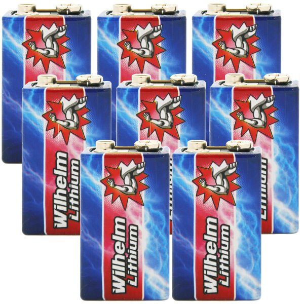 8 x Wilhelm Lithium 9V 9V Block Batterie Rauchmelder Feuermelder 6LR61 9 Volt Batterien Longlife