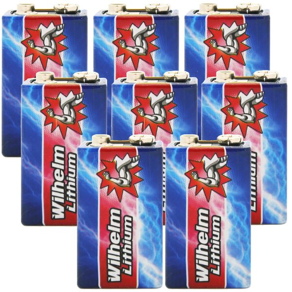 8 x Wilhelm Lithium 9V 9V Block Batterie Rauchmelder Feuermelder 6LR61 9 Volt Batterien