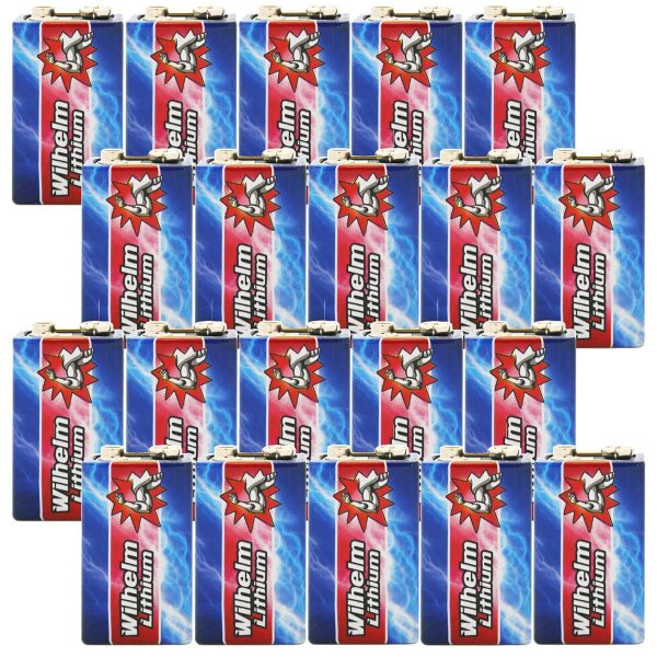 20 x Wilhelm Lithium 9V 9V Block Batterie Rauchmelder Feuermelder 6LR61 9 Volt Batterien