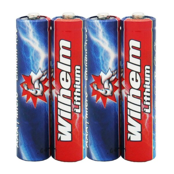 4 Wilhelm LITHIUM AAA / Mikro Lithium Batterien im Shrink LR03, FR03, L92