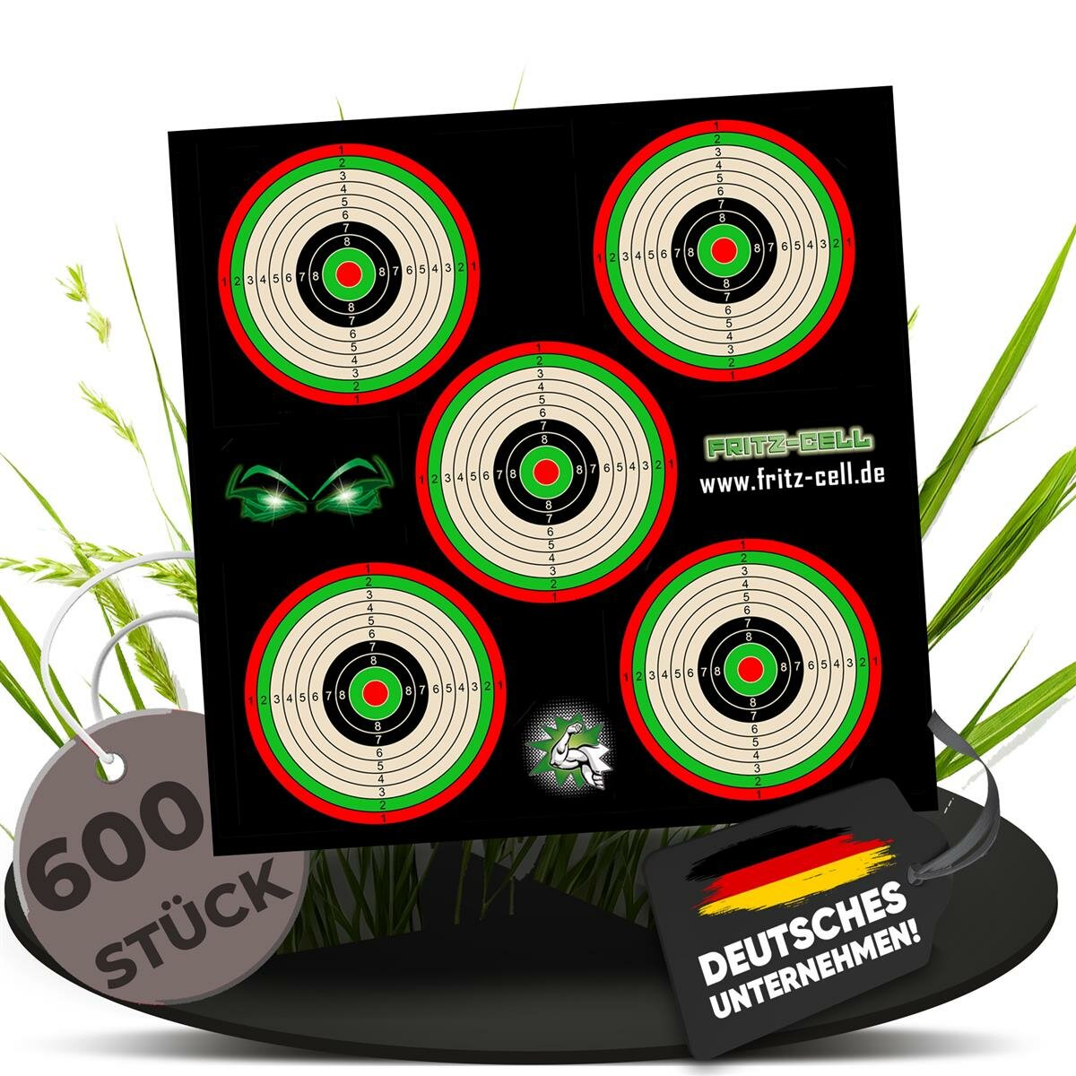 600 Zielscheibe 5er Spiegel 14x14 Luftgewehr Luftpistole Schießstand ...