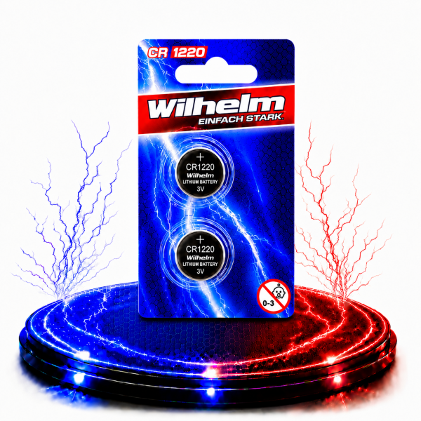 2 x CR1220 WILHELM Lithium Knopfzelle 3V 40mAh ø12x2,0mm Batterie DL1220