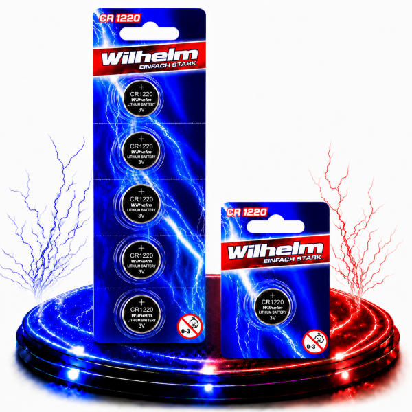 6x CR1220 WILHELM Lithium Knopfzelle 3V 40mAh ø12x2,0mm Batterie DL1220