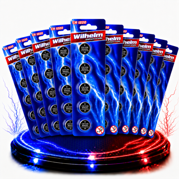 50 x CR1220 WILHELM Lithium Knopfzelle 3V 40mAh ø12x2,0mm Batterie DL1220