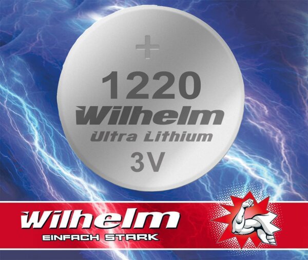 200 x CR1220 WILHELM Lithium Knopfzelle 3V 40mAh ø12x2,0mm Batterie DL1220