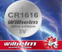 100 x CR1616 WILHELM Lithium Knopfzelle 3V 55mAh...