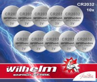10 x Knopfzelle CR2032 Wilhelm Batterie LIthium 3V CR...