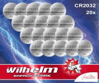 20 x Knopfzelle CR2032 Wilhelm Batterie LIthium 3V CR...