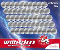 50 x CR2032 Lithium Knopfzelle Wilhelm 2032