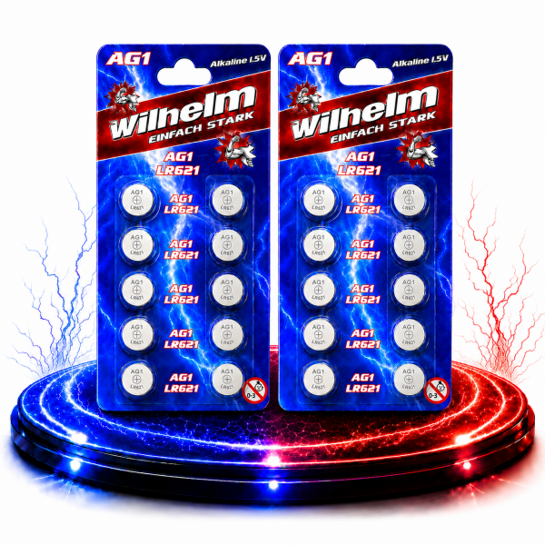 20 x Wilhelm AG1 LR60 - L 621 - 164 - GP64A Qualitätsbatterien 1,5 V Alkaline