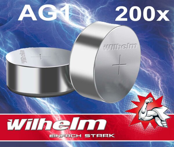 200 X Wilhelm AG1 LR60 - L 621 - 164 - GP64A Qualitätsbatterien 1,5 V Alkaline