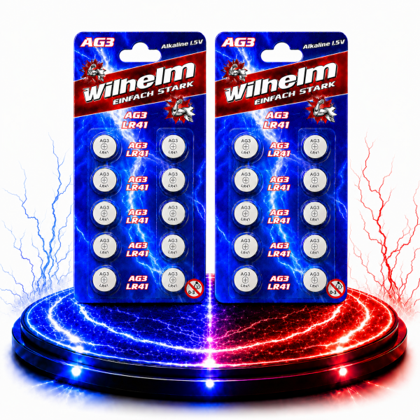 20 x Wilhelm AG3 Knopfzellen Knopfbatterien Uhrenbatterien Blisterpack NEU