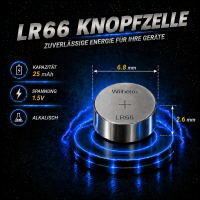 10 x Wilhelm AG4 LR66 - L 626 - 177 - 377 - GP77A Qualitätsbatterien 1,5 V Alkaline