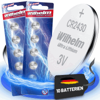 10 x CR2430 WILHELM Lithium Knopfzelle 3V 270mAh...