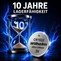 1 x CR1632 WILHELM Blister Lithium Knopfzelle 3V 140 mAh ø16 x 3,2 mm Batterie DL1632