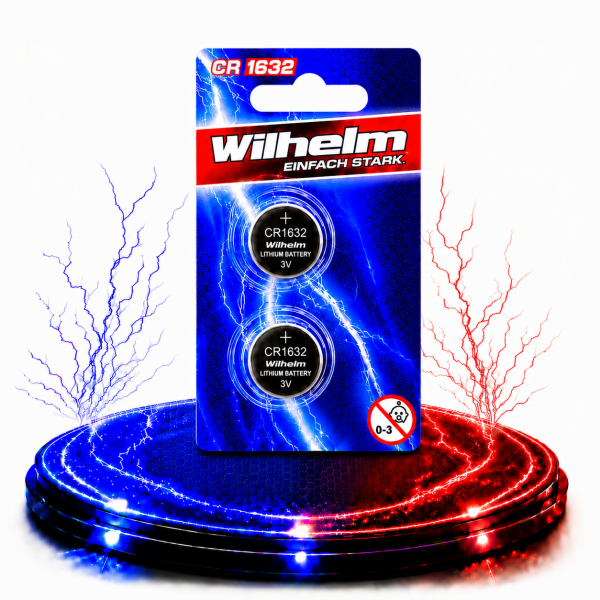 2 x CR1632 WILHELM Blister Lithium Knopfzelle 3V 140 mAh ø16 x 3,2 mm Batterie DL1632